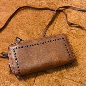 Brown Studded Women's Crossbody wallet